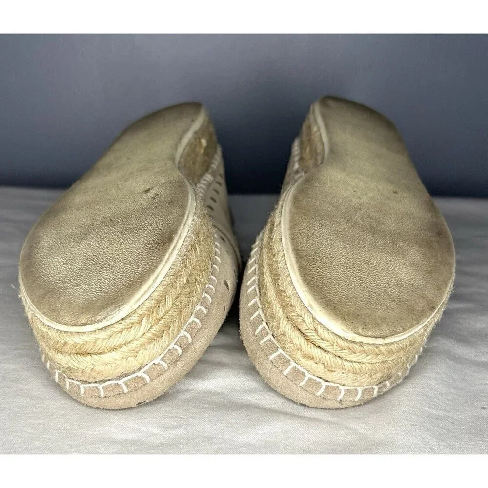 Steve Madden Suede Leather Espadrille Platform Shoes 8 Tan Cottagecore Boho Cute